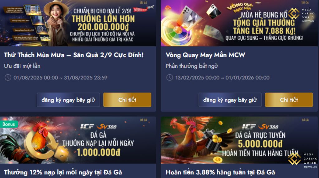 So sánh khuyến mãi MCW77 với các nhà cái khác